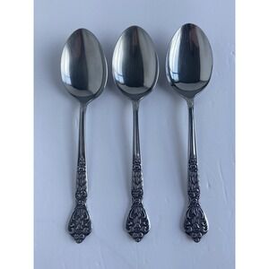 Vintage 1960 Versailles MSI Stainless Steel Spoons Set Of 3 Floral Scroll Motif